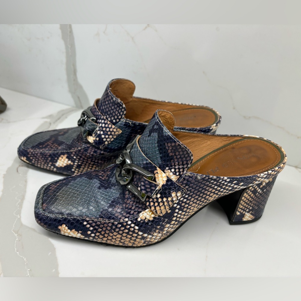 Snakeskin Patterned Mules